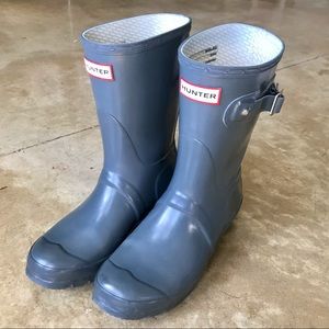 Slate Grey Short Hunter Rain Boots w/ Boot Socks